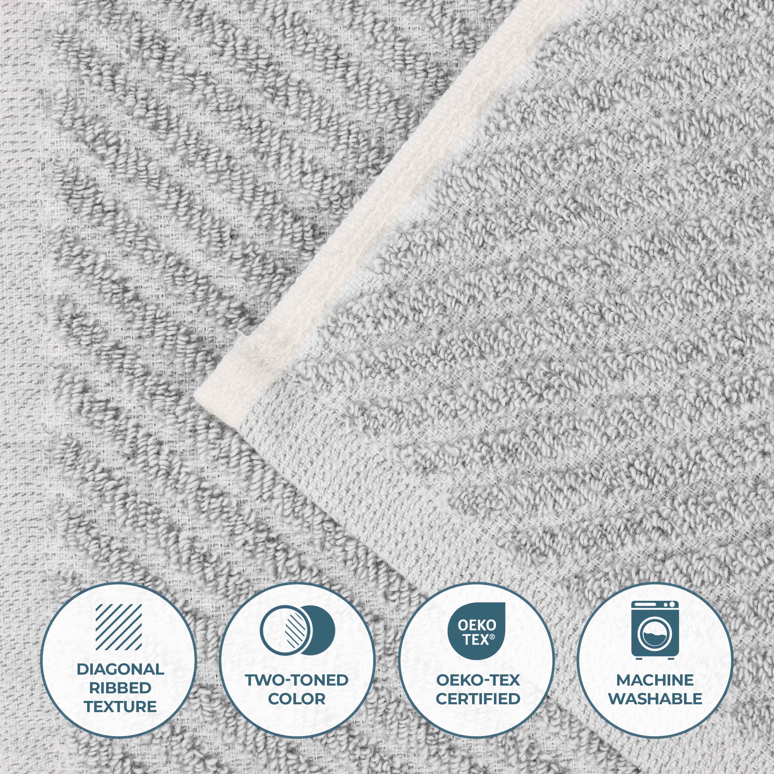 Amelia Cotton Blend Textured Diagonal Ribbed 3 Piece Towel Set - Towel Set by Superior Brand