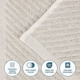 Amelia Cotton Blend Textured Diagonal Ribbed 3 Piece Towel Set - Towel Set by Superior Brand