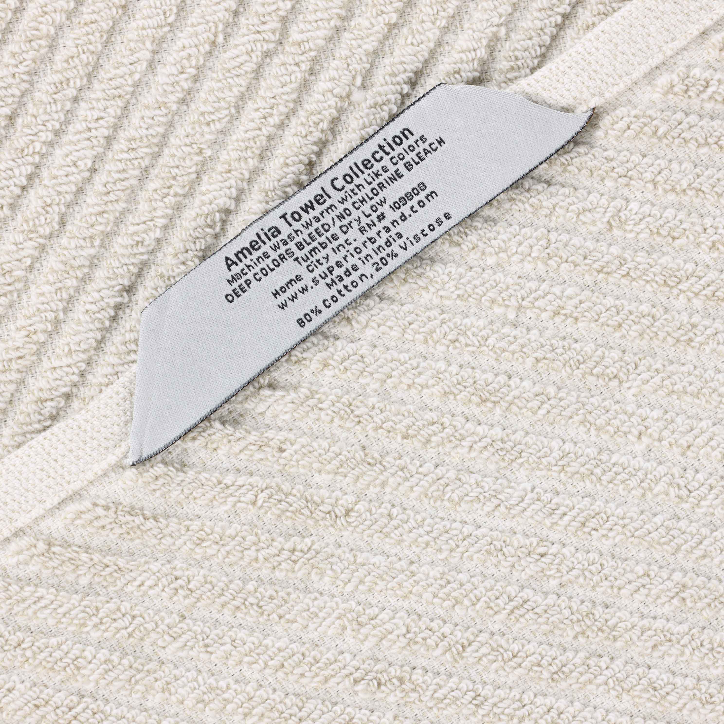 Amelia Cotton Blend Textured Diagonal Ribbed 3 Piece Towel Set - Towel Set by Superior Brand