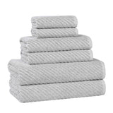 Amelia Cotton Blend Textured Diagonal Ribbed 6 Piece Towel Set - Towel Set by Superior Brand