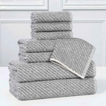 Amelia Cotton Blend Textured Diagonal Ribbed 8 Piece Towel Set - Towel Set by Superior Brand
