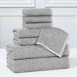 Amelia Cotton Blend Textured Diagonal Ribbed 8 Piece Towel Set - Towel Set by Superior Brand