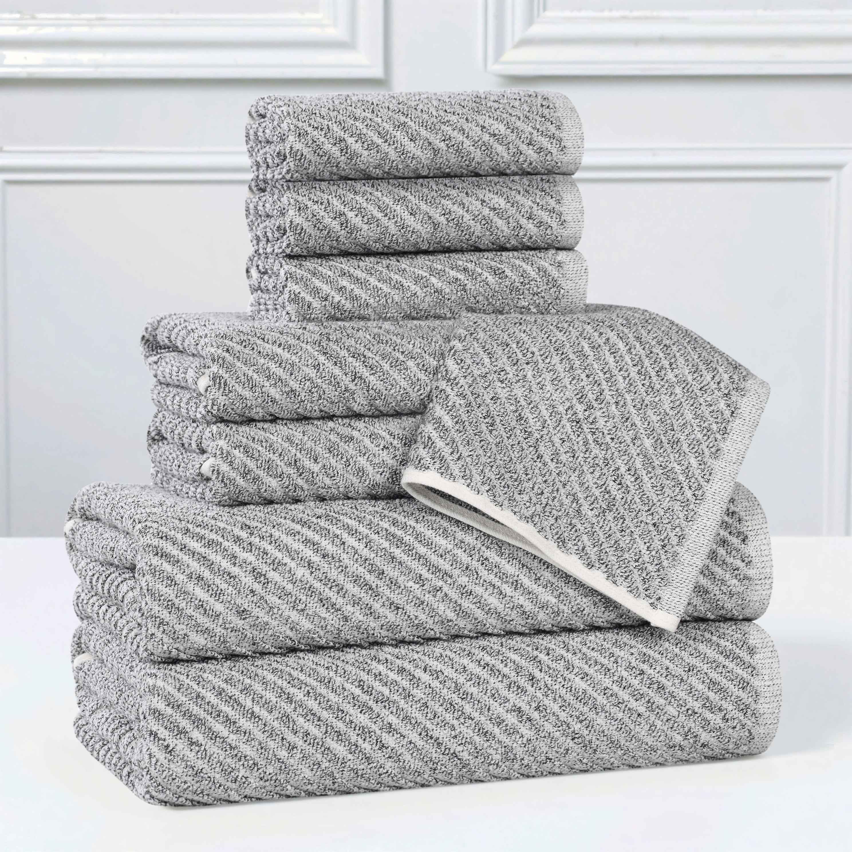 Amelia Cotton Blend Textured Diagonal Ribbed 8 Piece Towel Set - Towel Set by Superior Brand