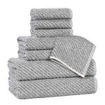 Amelia Cotton Blend Textured Diagonal Ribbed 8 Piece Towel Set - Towel Set by Superior Brand