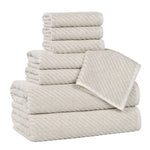 Amelia Cotton Blend Textured Diagonal Ribbed 8 Piece Towel Set - Towel Set by Superior Brand