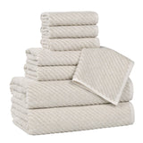 Amelia Cotton Blend Textured Diagonal Ribbed 8 Piece Towel Set - Towel Set by Superior Brand