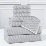 Amelia Cotton Blend Textured Diagonal Ribbed 8 Piece Towel Set - Towel Set by Superior Brand