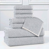 Amelia Cotton Blend Textured Diagonal Ribbed 8 Piece Towel Set - Towel Set by Superior Brand