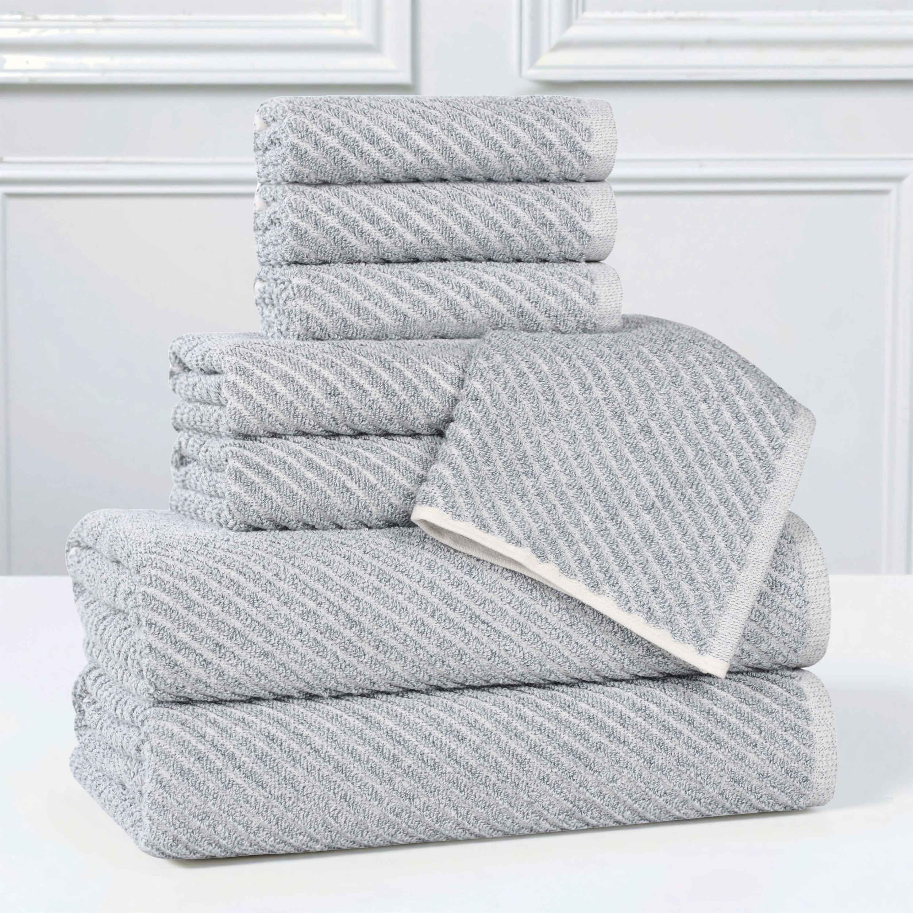 Amelia Cotton Blend Textured Diagonal Ribbed 8 Piece Towel Set - Towel Set by Superior Brand