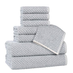 Amelia Cotton Blend Textured Diagonal Ribbed 8 Piece Towel Set - Towel Set by Superior Brand