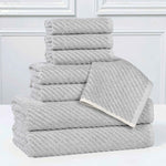 Amelia Cotton Blend Textured Diagonal Ribbed 8 Piece Towel Set - Towel Set by Superior Brand