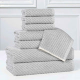 Amelia Cotton Blend Textured Diagonal Ribbed 8 Piece Towel Set - Towel Set by Superior Brand
