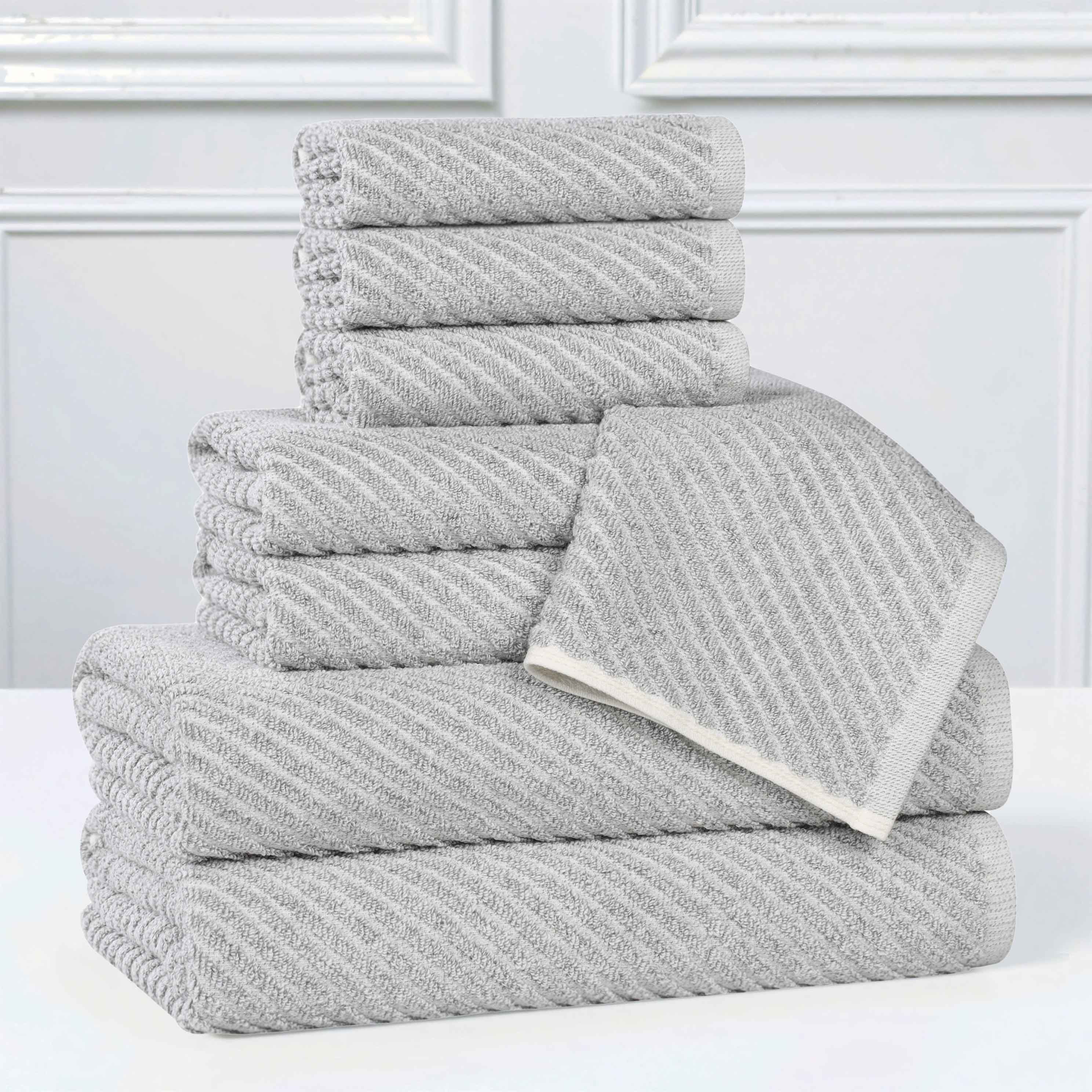Amelia Cotton Blend Textured Diagonal Ribbed 8 Piece Towel Set - Towel Set by Superior Brand