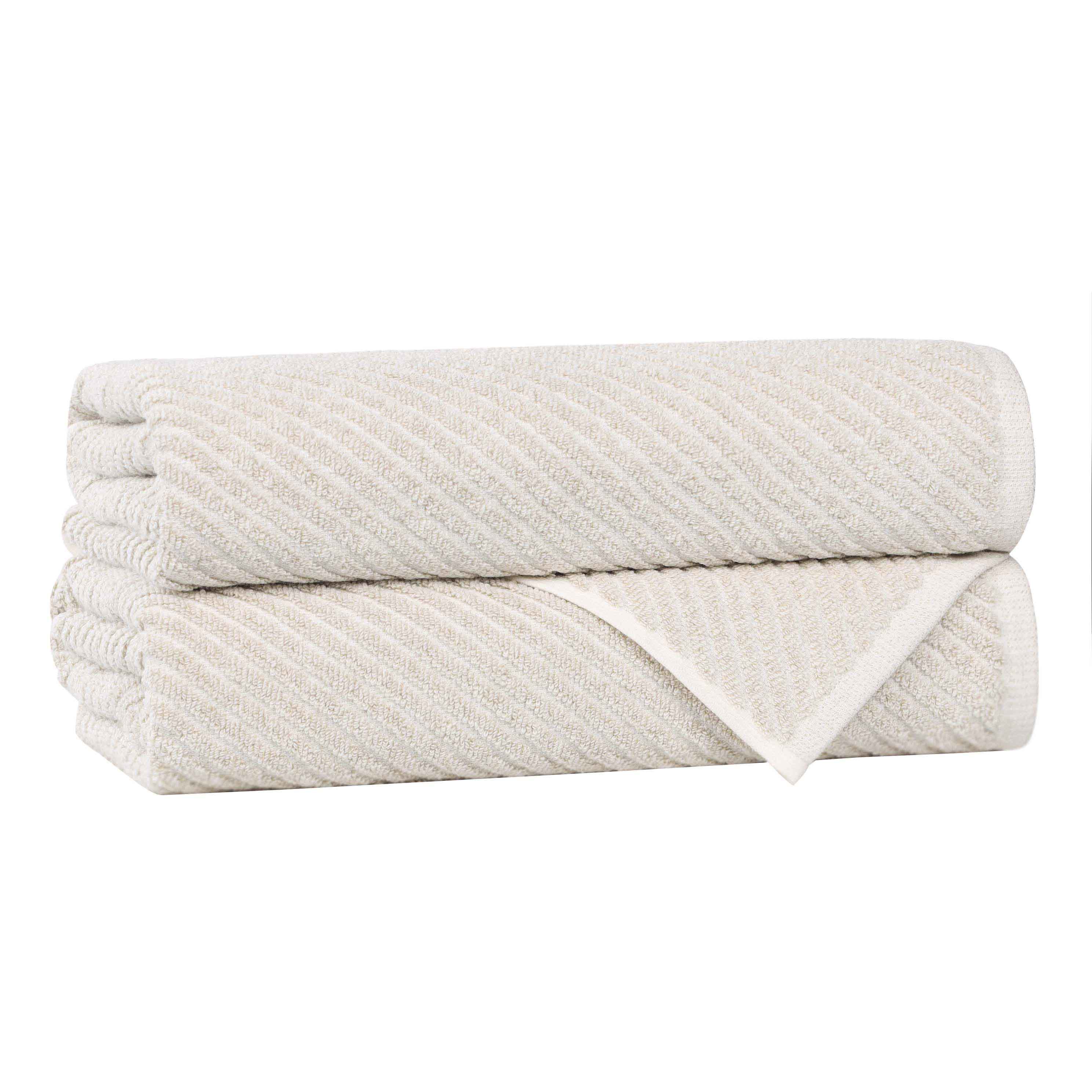 Cotton Blend Diagonal Rib Bath Towel Set of 2 - Bath Towel by Superior Brand
