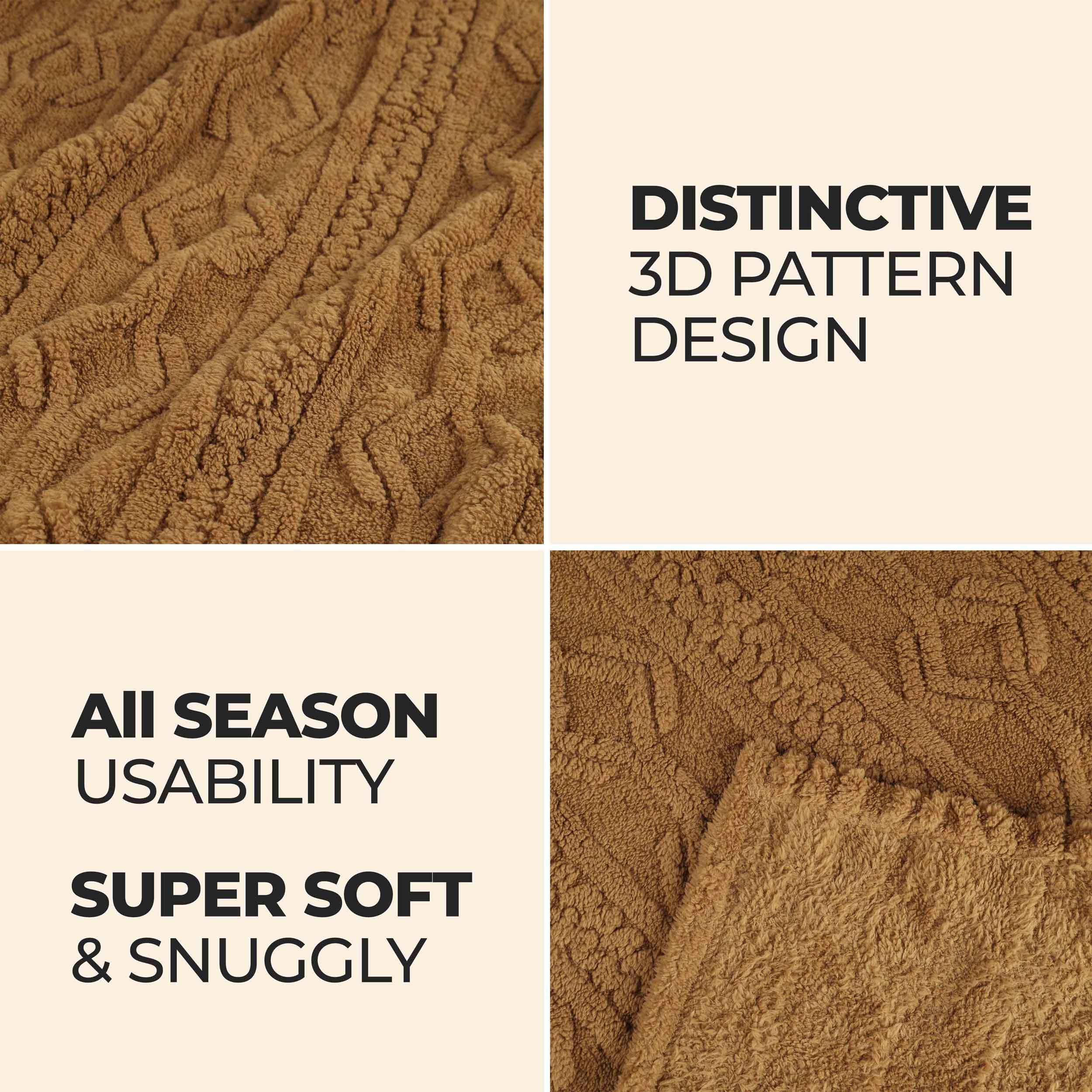 Fleece Blanket – Arctic Boho Knit Jacquard - Plush, Cozy Warmth - Blanket by Superior Brand