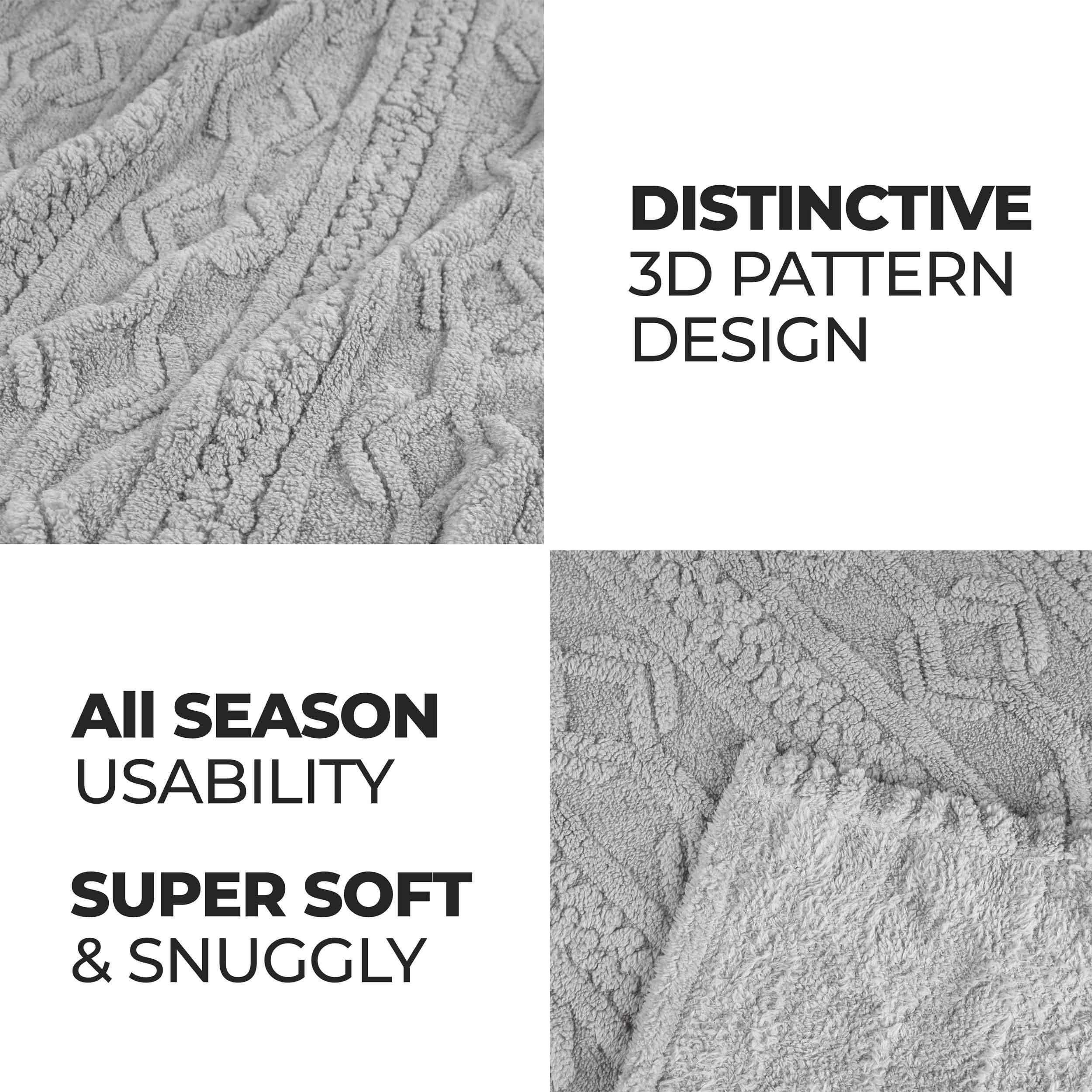 Fleece Blanket – Arctic Boho Knit Jacquard - Plush, Cozy Warmth - Blanket by Superior Brand