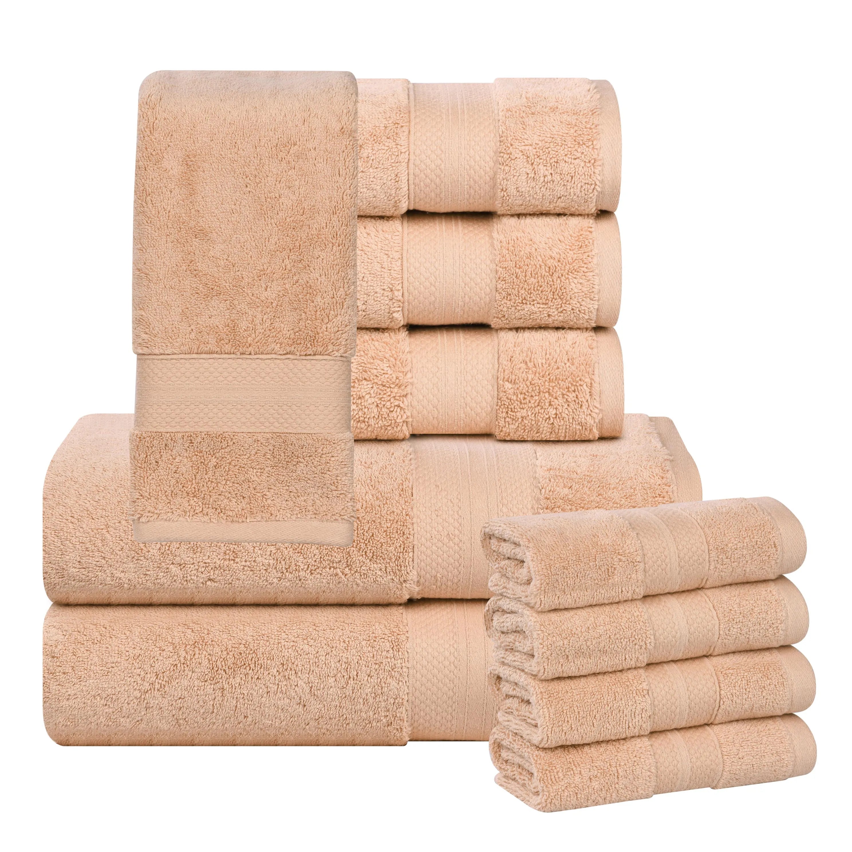 Aria Turkish Cotton Heavyweight Absorbent Solid 10 Piece Plush Towel Set - Towel Set by Superior Brand