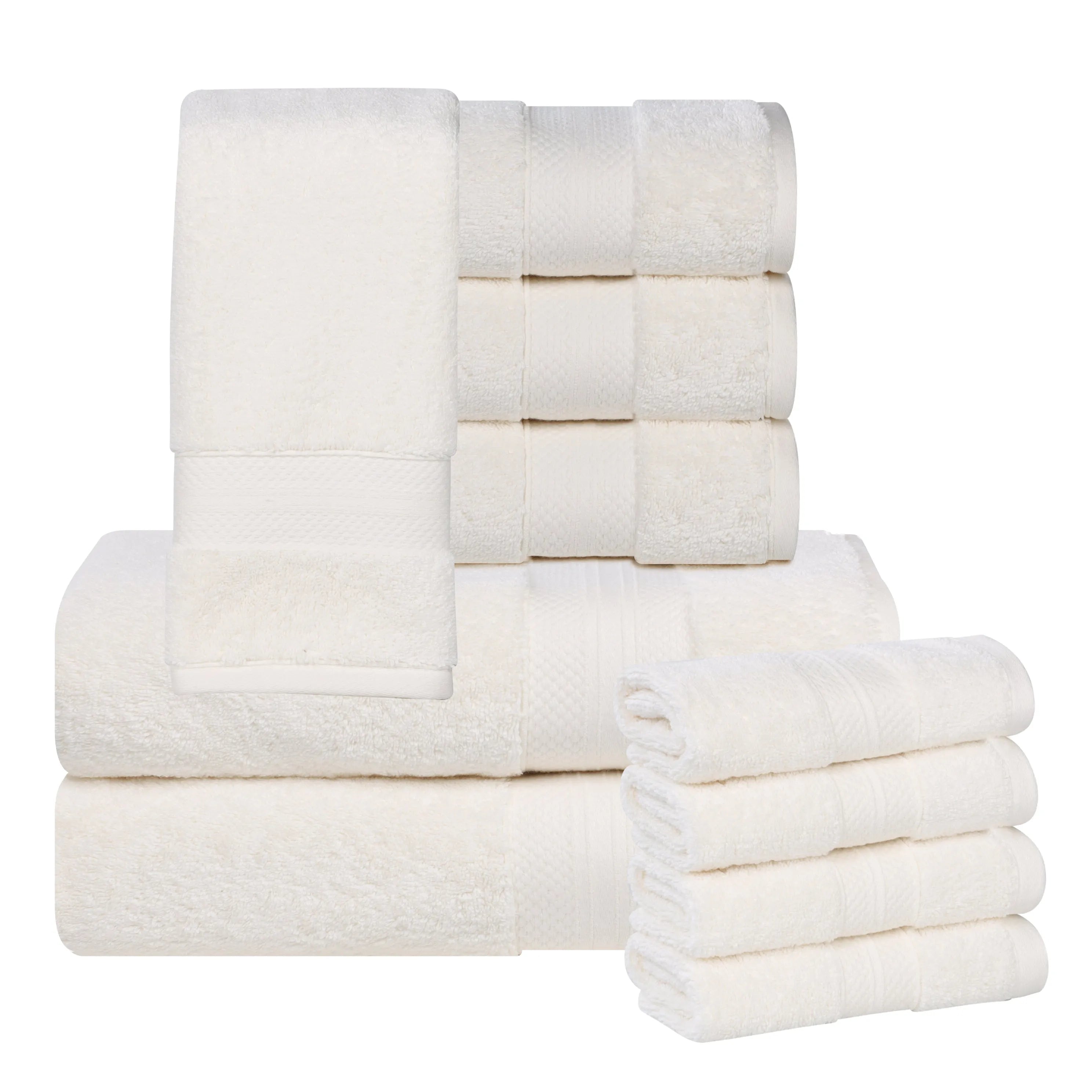 Aria Turkish Cotton Heavyweight Absorbent Solid 10 Piece Plush Towel Set - Towel Set by Superior Brand