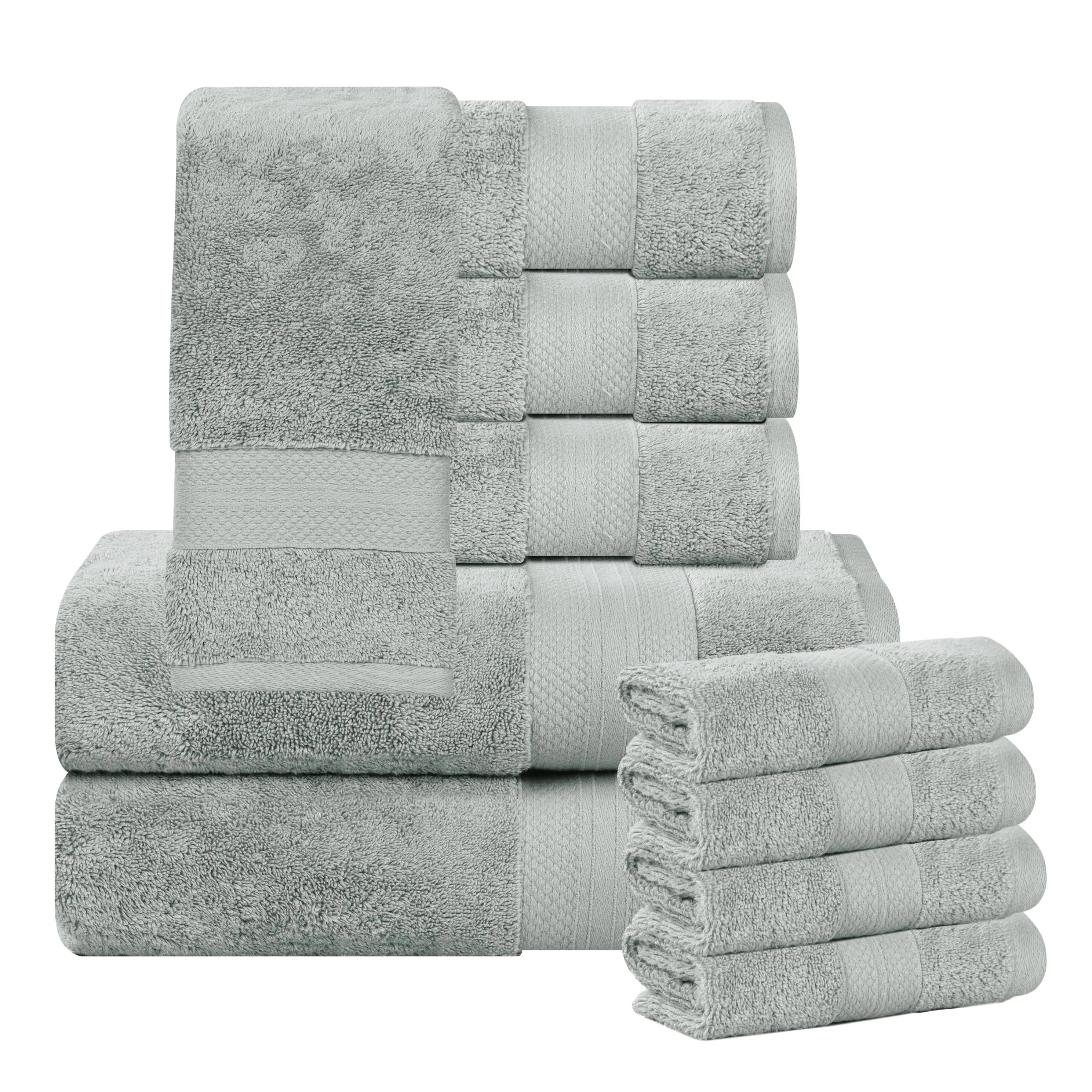 Aria Turkish Cotton Heavyweight Absorbent Solid 10 Piece Plush Towel Set - Towel Set by Superior Brand