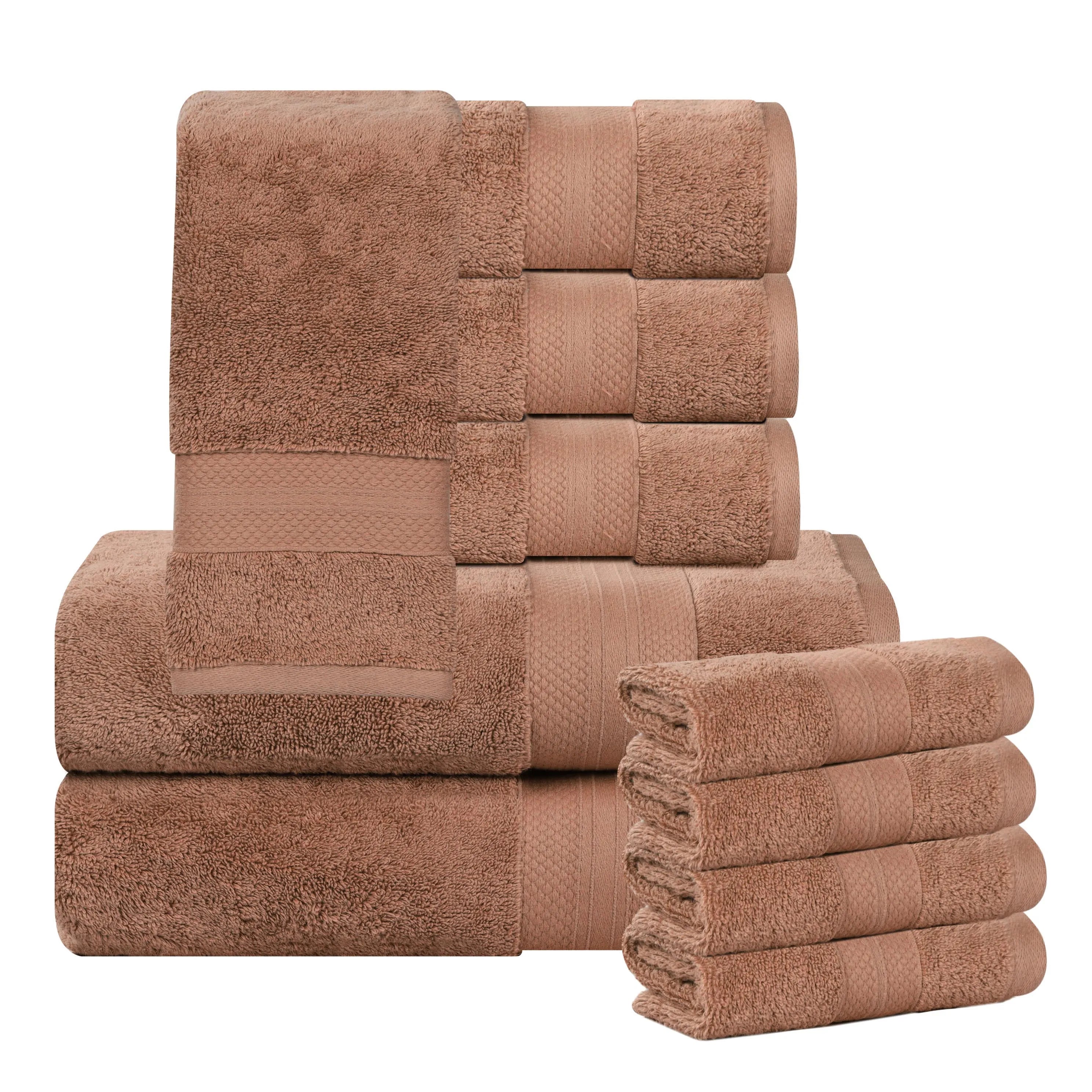 Aria Turkish Cotton Heavyweight Absorbent Solid 10 Piece Plush Towel Set - Towel Set by Superior Brand