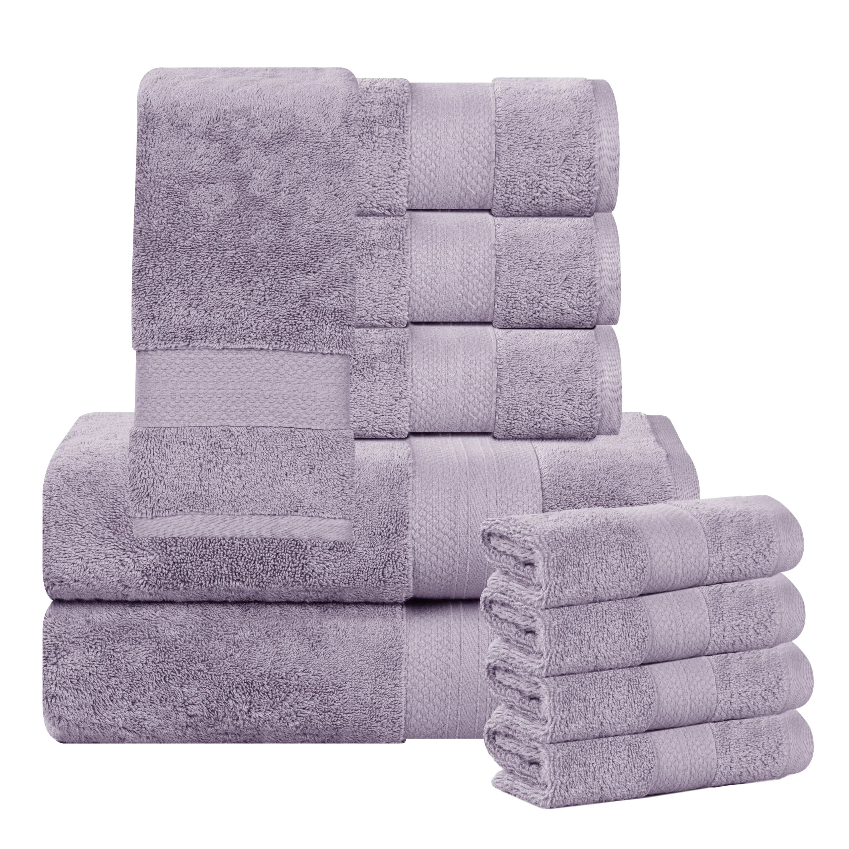Aria Turkish Cotton Heavyweight Absorbent Solid 10 Piece Plush Towel Set - Towel Set by Superior Brand