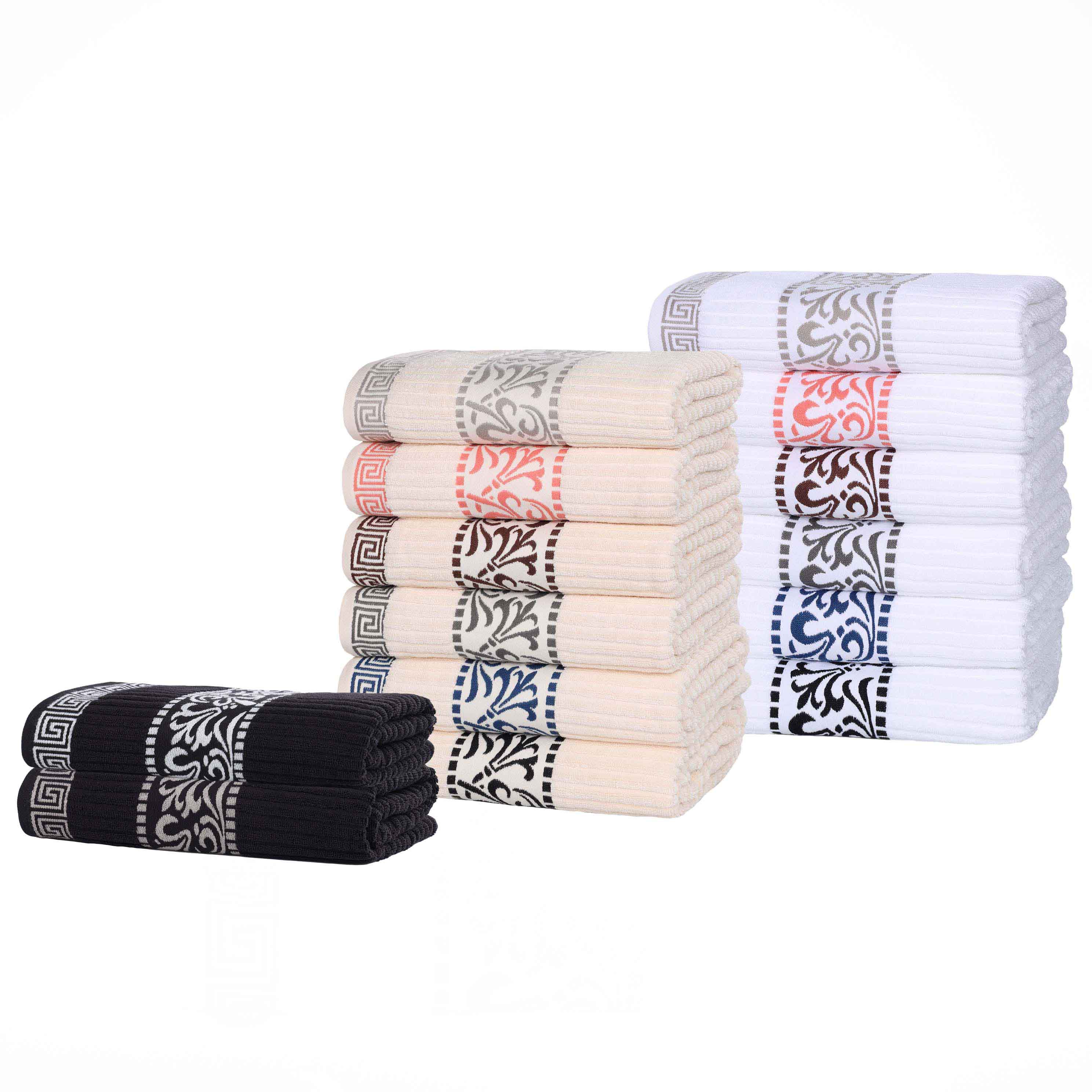 Superior Athens Cotton Greek Key Trim 8 Piece Towel Set - Towel Set by Superior Brand
