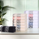 Athens Cotton Medium Weight Floral Greek Key Trim 3 Piece Towel Set - Towel Set by Superior Brand