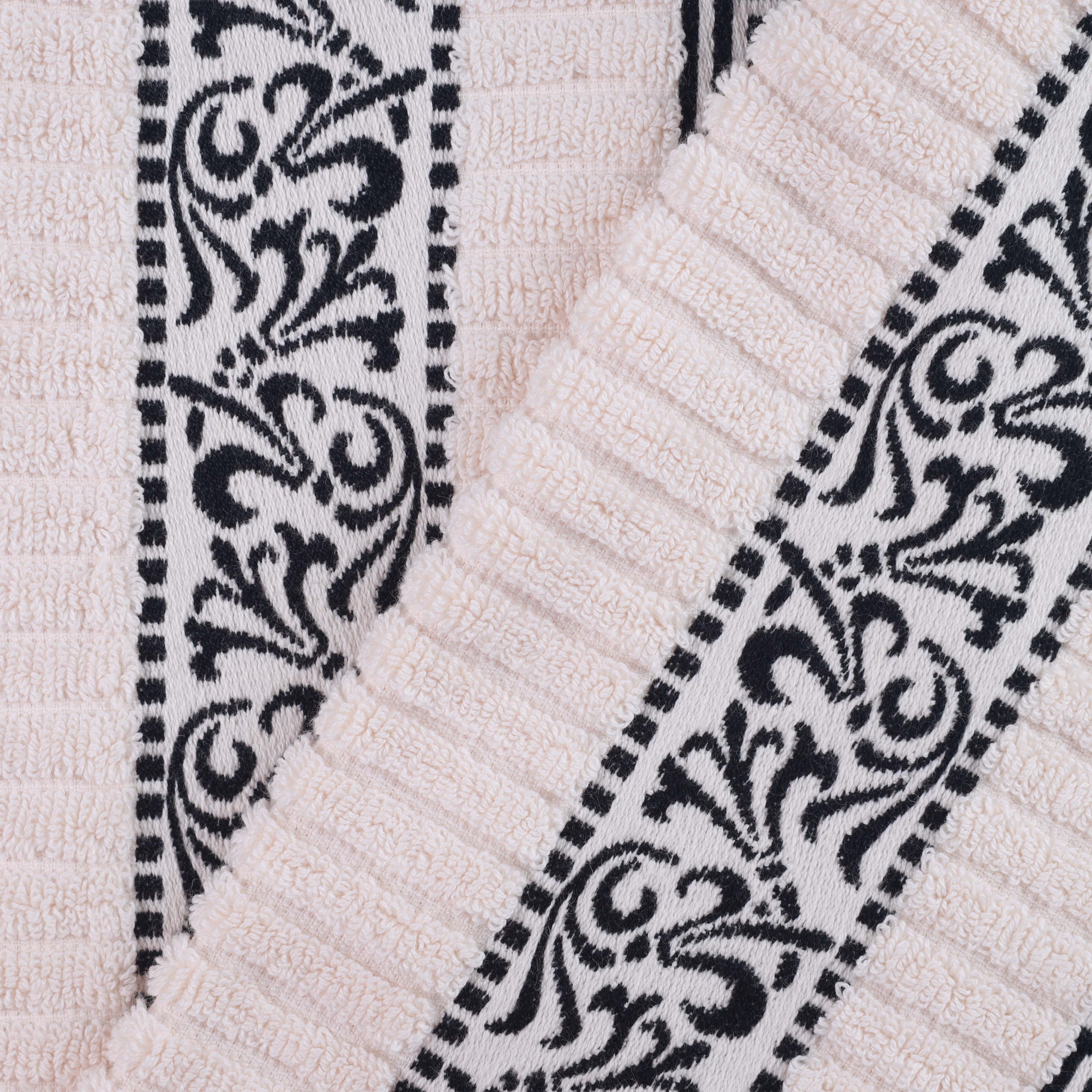 Athens Cotton Medium Weight Floral Greek Key Trim 6 Piece Towel Set - Towel Set by Superior Brand