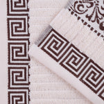 Athens Cotton Medium Weight Floral Greek Key Trim 6 Piece Towel Set - Towel Set by Superior Brand