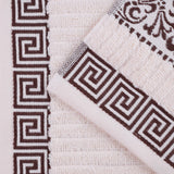 Athens Cotton Medium Weight Floral Greek Key Trim 6 Piece Towel Set - Towel Set by Superior Brand