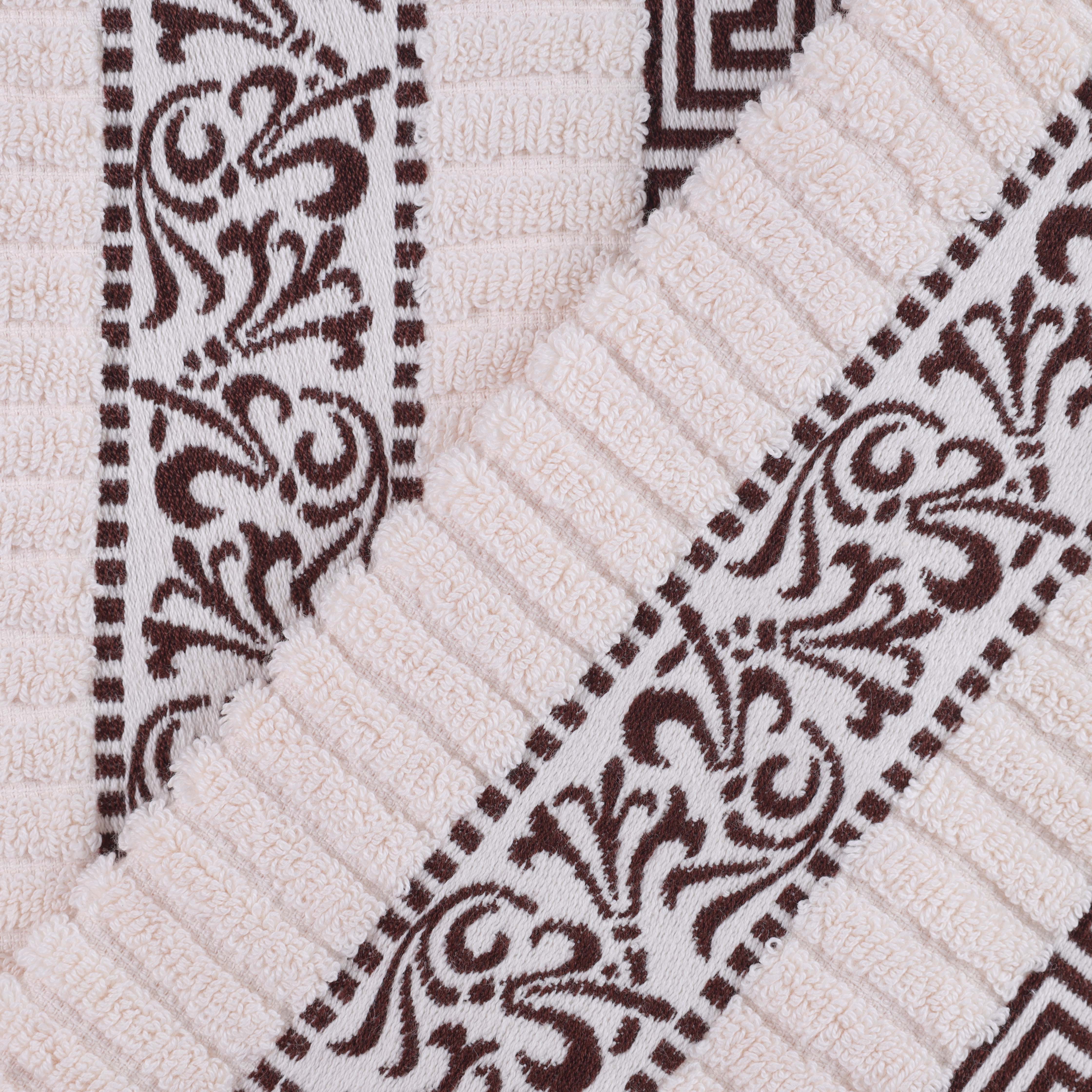Athens Cotton Medium Weight Floral Greek Key Trim 6 Piece Towel Set - Towel Set by Superior Brand
