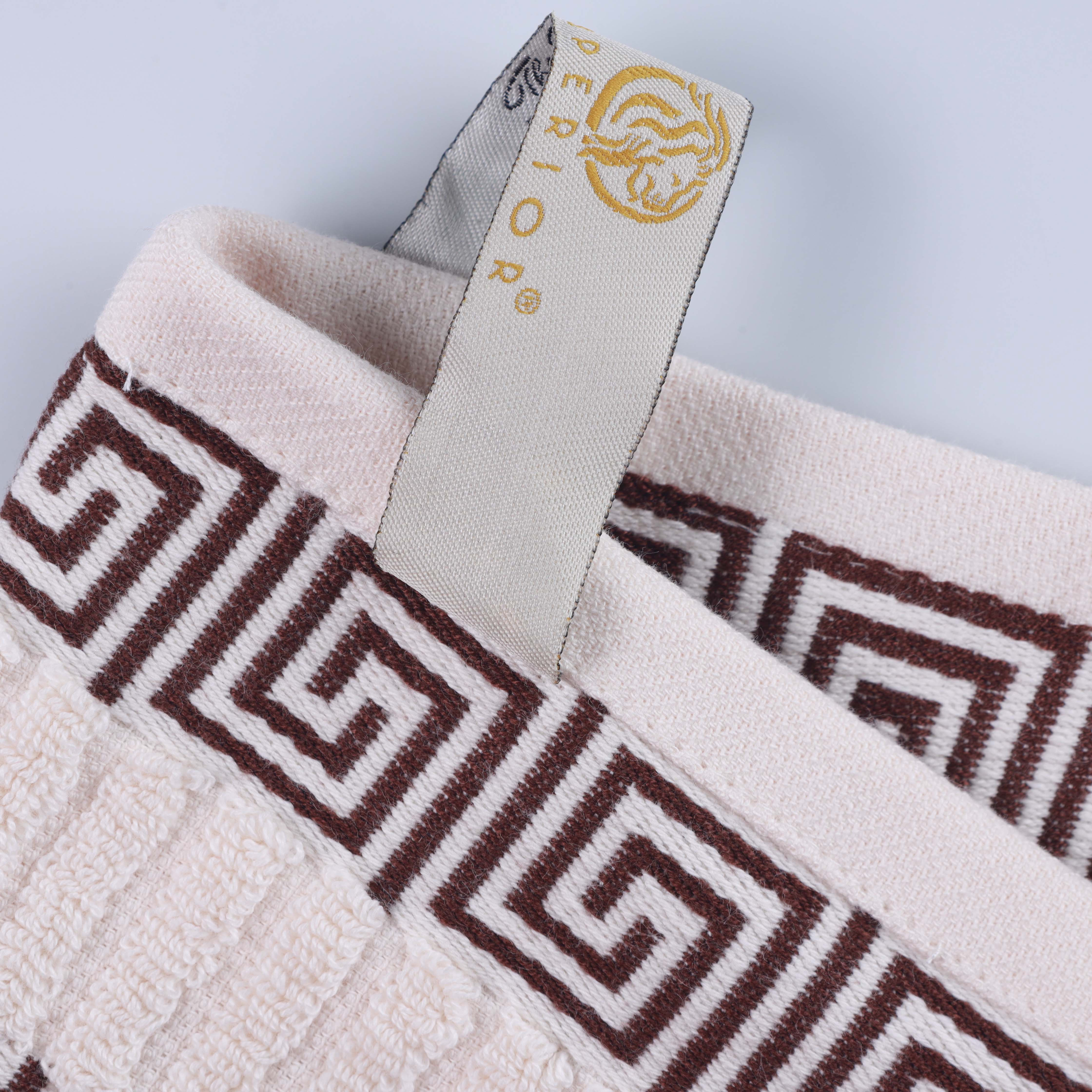Athens Cotton Medium Weight Floral Greek Key Trim 6 Piece Towel Set - Towel Set by Superior Brand