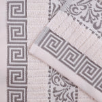 Athens Cotton Medium Weight Floral Greek Key Trim 6 Piece Towel Set - Towel Set by Superior Brand