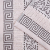 Athens Cotton Medium Weight Floral Greek Key Trim 6 Piece Towel Set - Towel Set by Superior Brand