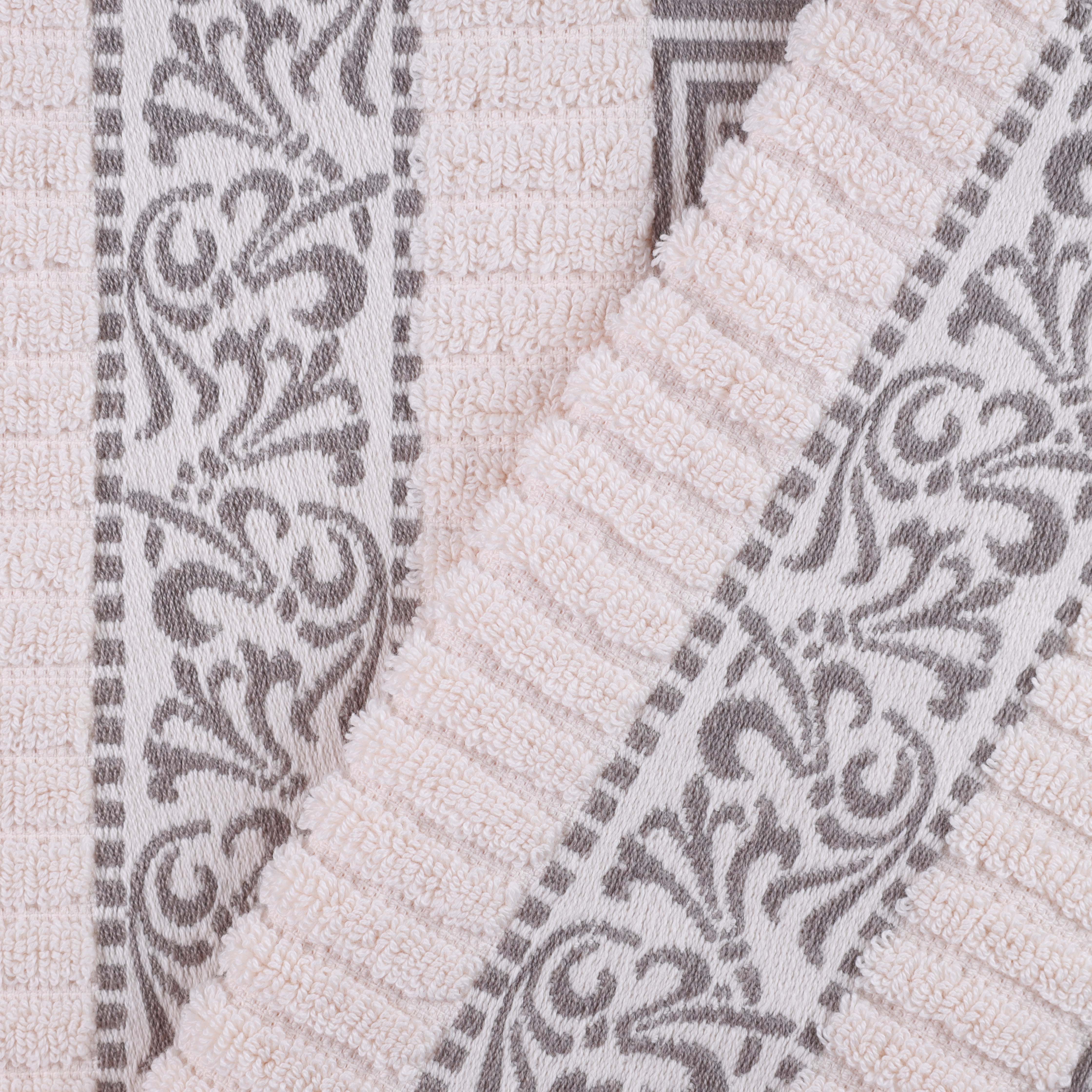Athens Cotton Medium Weight Floral Greek Key Trim 6 Piece Towel Set - Towel Set by Superior Brand