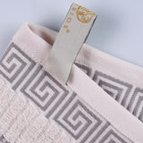 Athens Cotton Medium Weight Floral Greek Key Trim 6 Piece Towel Set - Towel Set by Superior Brand