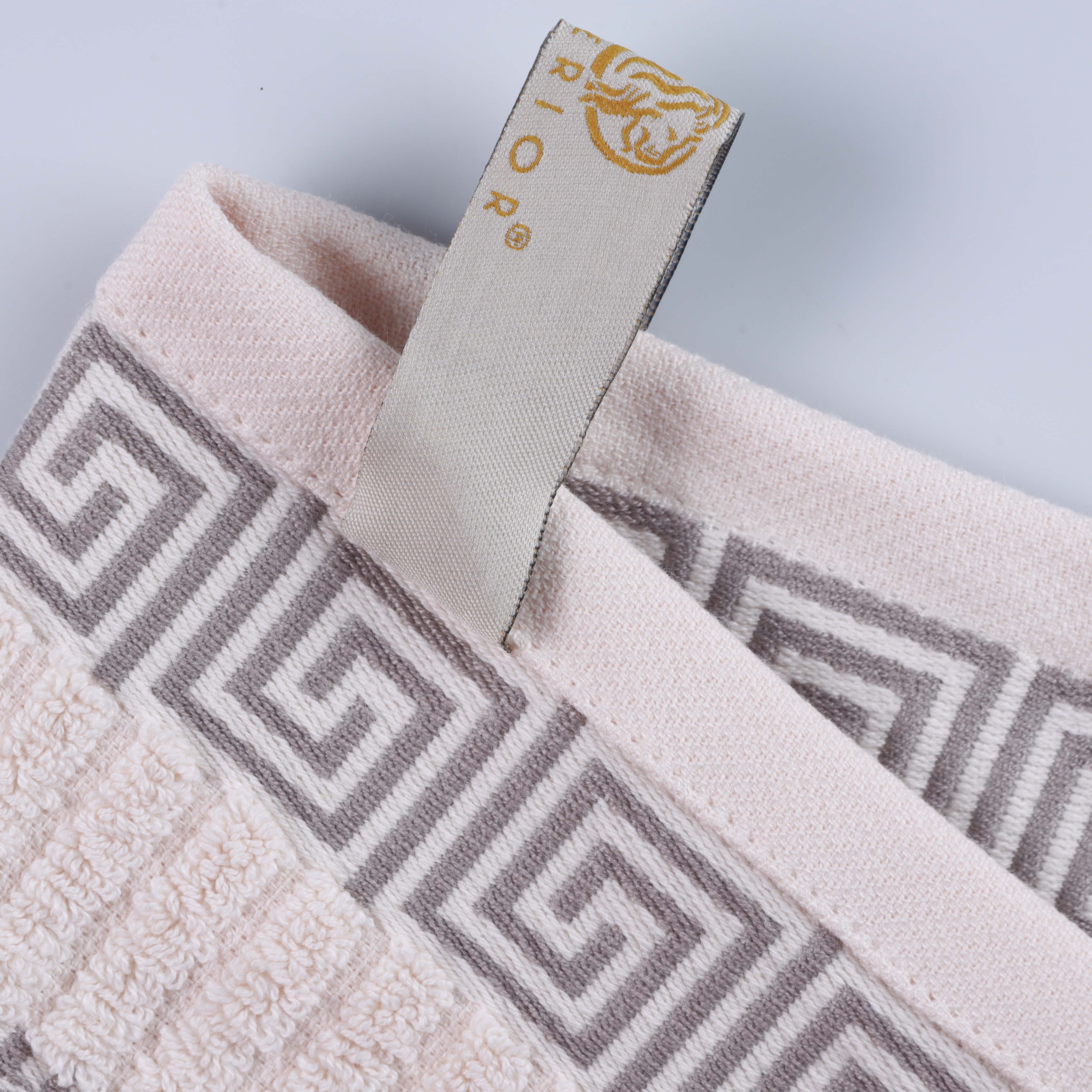 Athens Cotton Medium Weight Floral Greek Key Trim 6 Piece Towel Set - Towel Set by Superior Brand