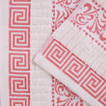 Athens Cotton Medium Weight Floral Greek Key Trim 6 Piece Towel Set - Towel Set by Superior Brand