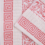 Athens Cotton Medium Weight Floral Greek Key Trim 6 Piece Towel Set - Towel Set by Superior Brand