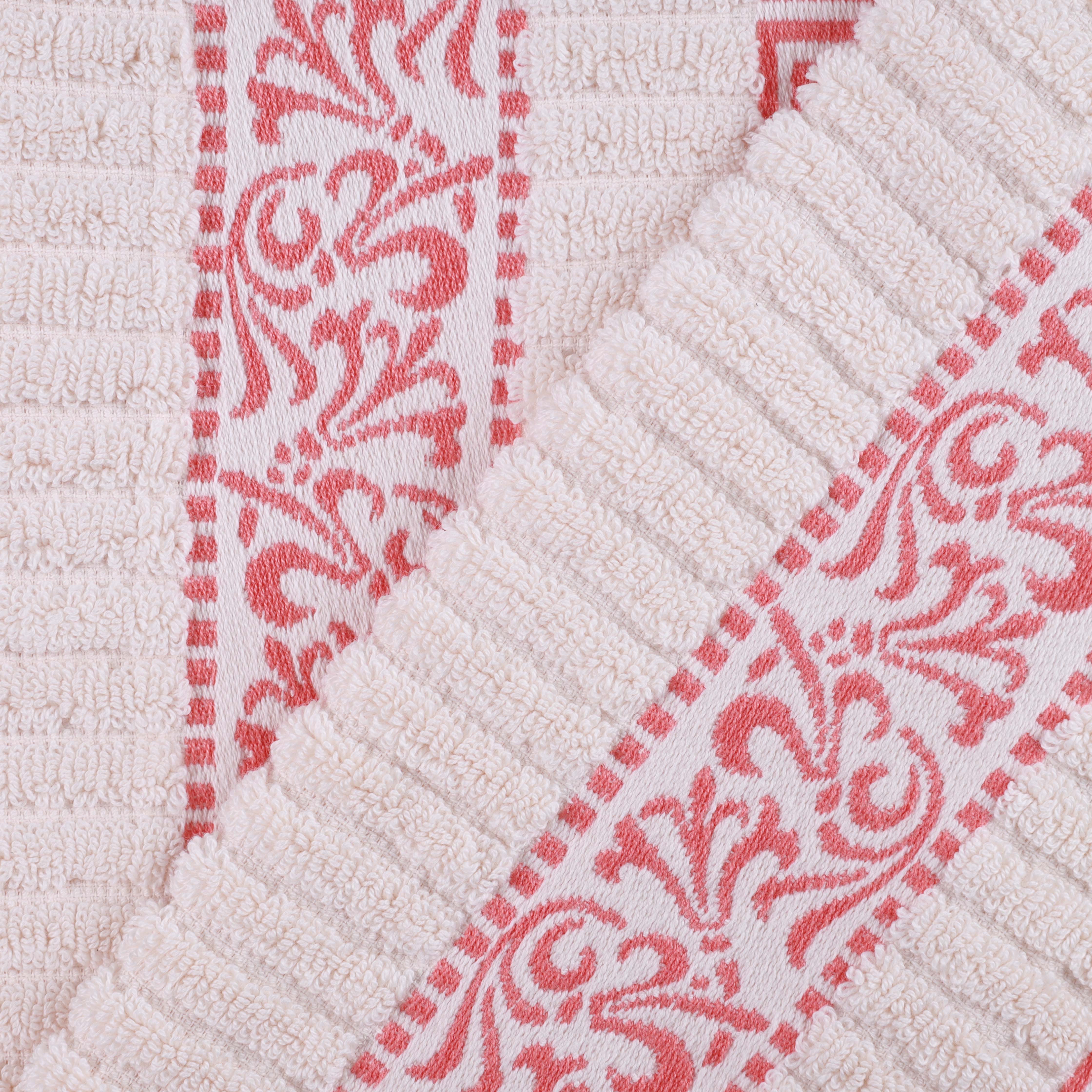 Athens Cotton Medium Weight Floral Greek Key Trim 6 Piece Towel Set - Towel Set by Superior Brand