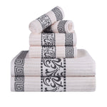Athens Cotton Medium Weight Floral Greek Key Trim 6 Piece Towel Set - Towel Set by Superior Brand