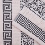 Athens Cotton Medium Weight Floral Greek Key Trim 6 Piece Towel Set - Towel Set by Superior Brand