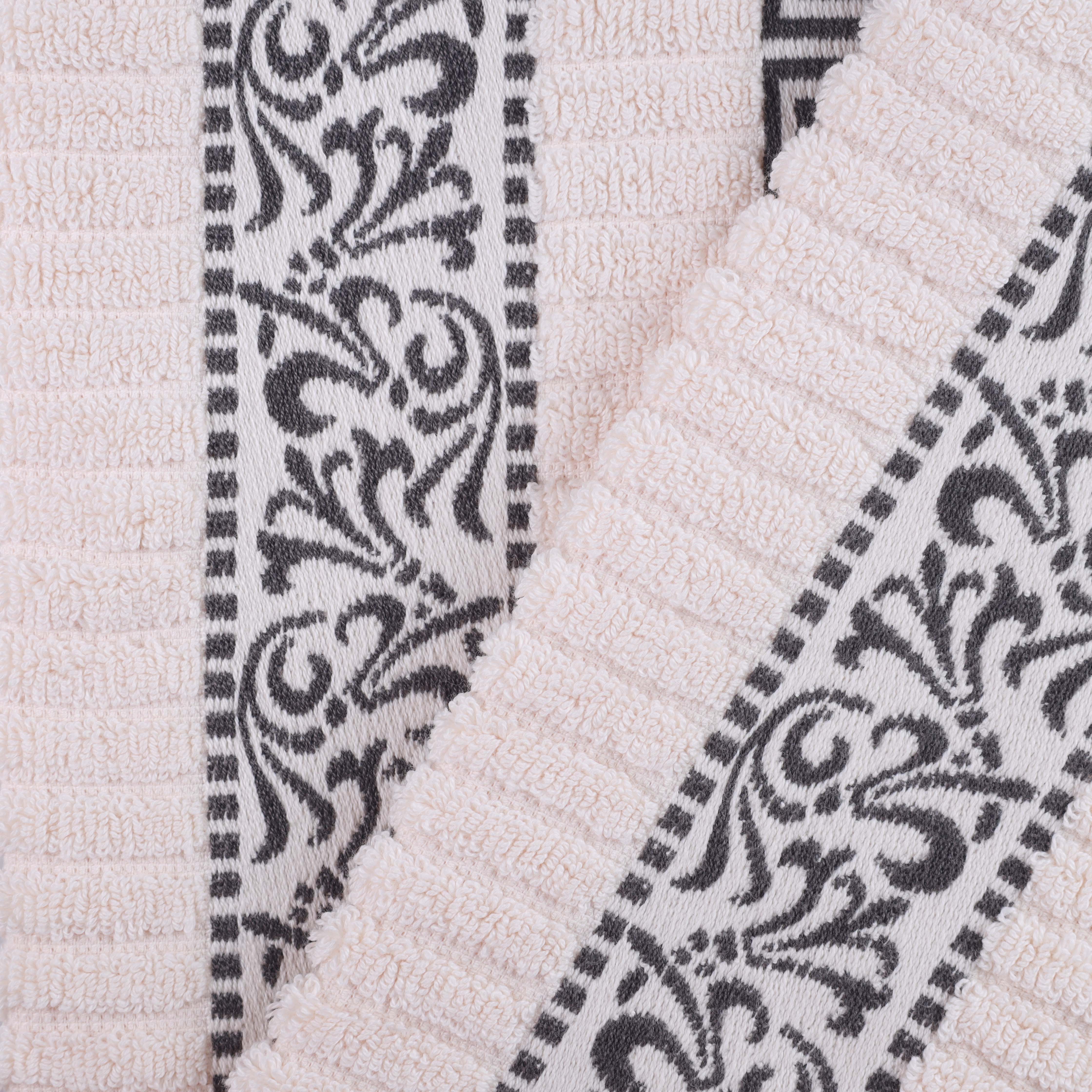 Athens Cotton Medium Weight Floral Greek Key Trim 6 Piece Towel Set - Towel Set by Superior Brand