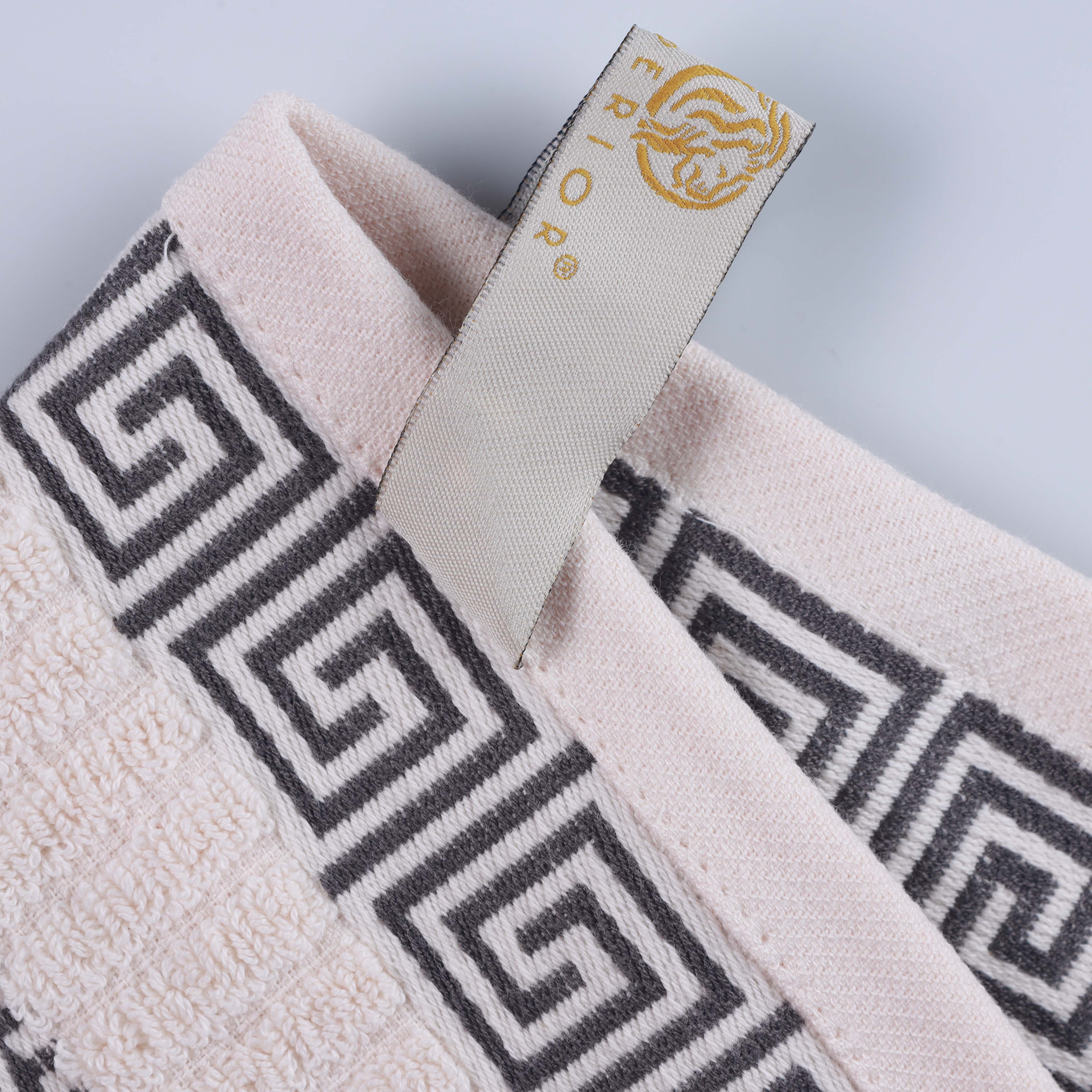 Athens Cotton Medium Weight Floral Greek Key Trim 6 Piece Towel Set - Towel Set by Superior Brand