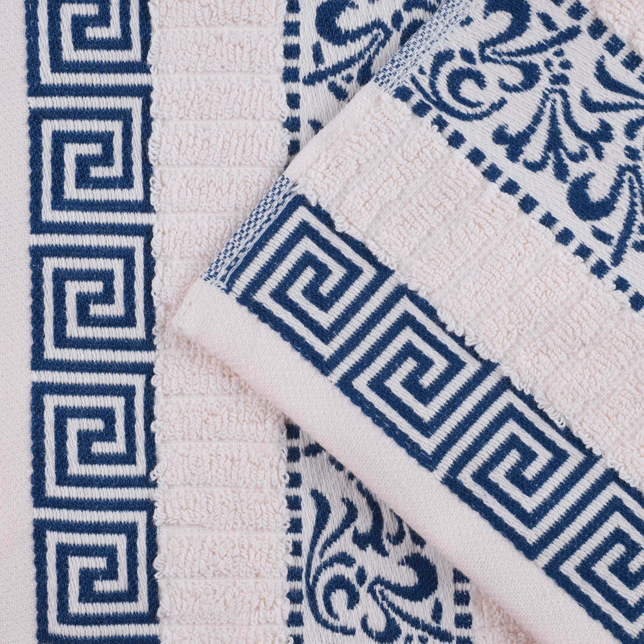 Athens Cotton Medium Weight Floral Greek Key Trim 6 Piece Towel Set - Towel Set by Superior Brand