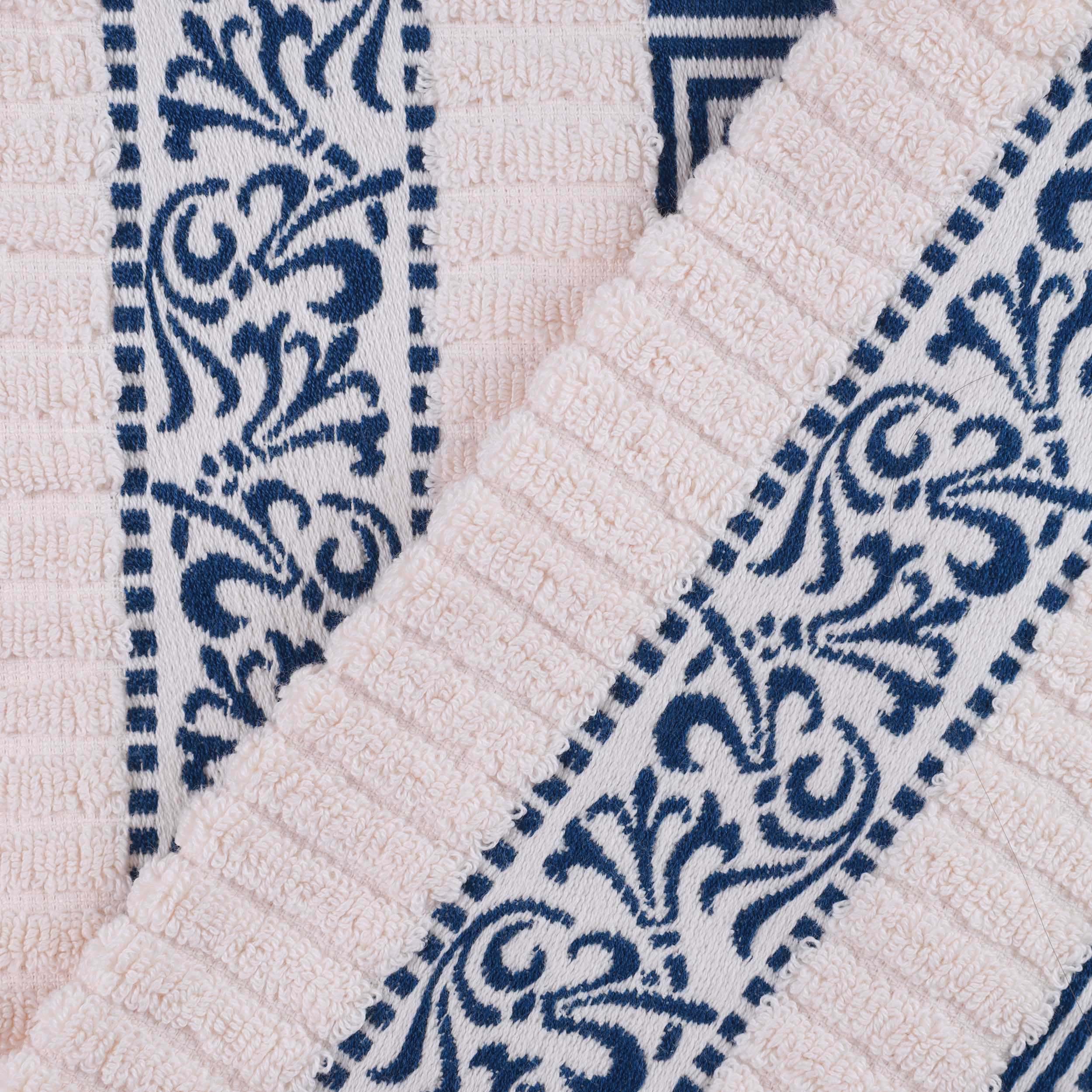 Athens Cotton Medium Weight Floral Greek Key Trim 6 Piece Towel Set - Towel Set by Superior Brand