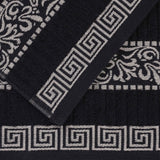 Athens Cotton Medium Weight Floral Greek Key Trim 6 Piece Towel Set - Towel Set by Superior Brand