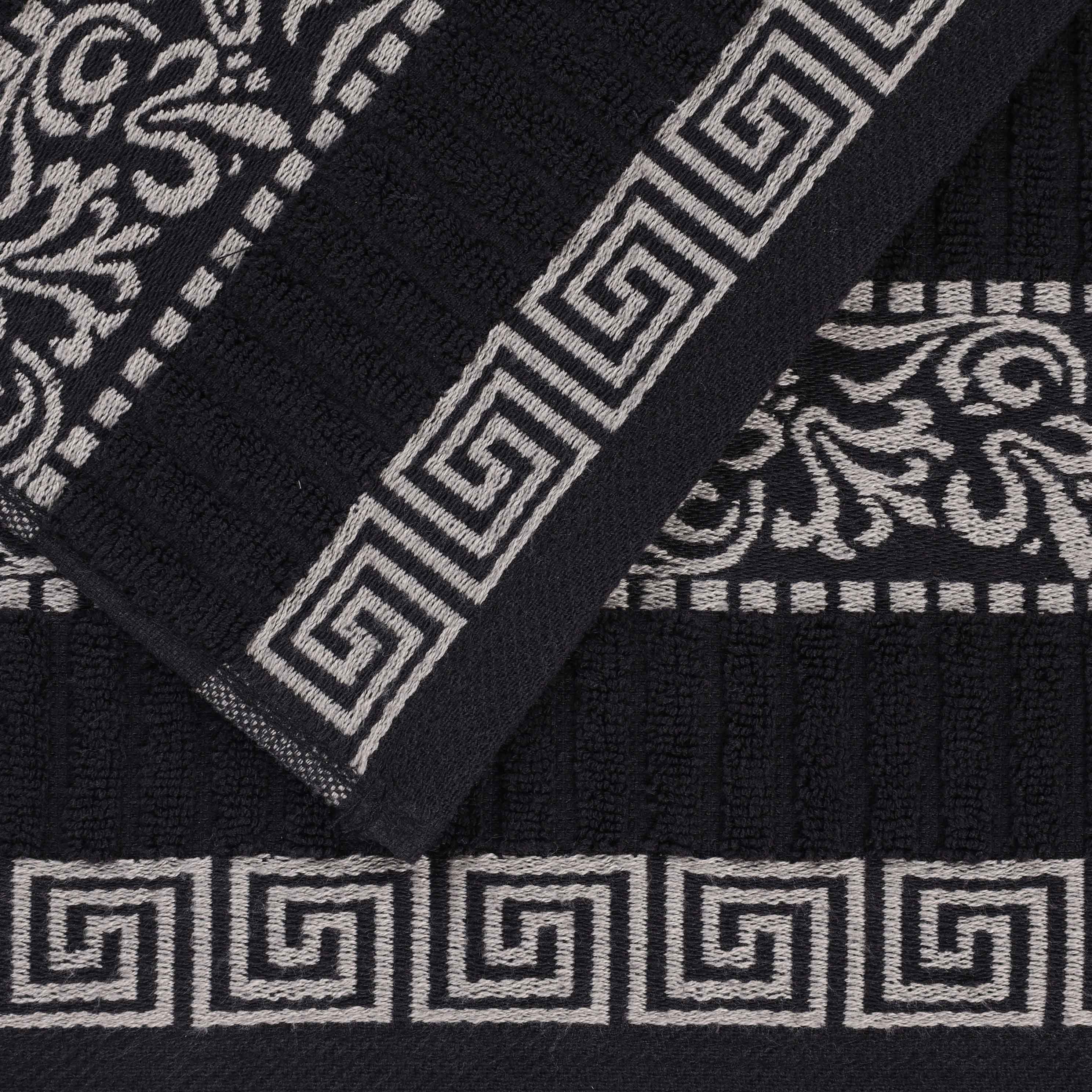 Athens Cotton Medium Weight Floral Greek Key Trim 6 Piece Towel Set - Towel Set by Superior Brand