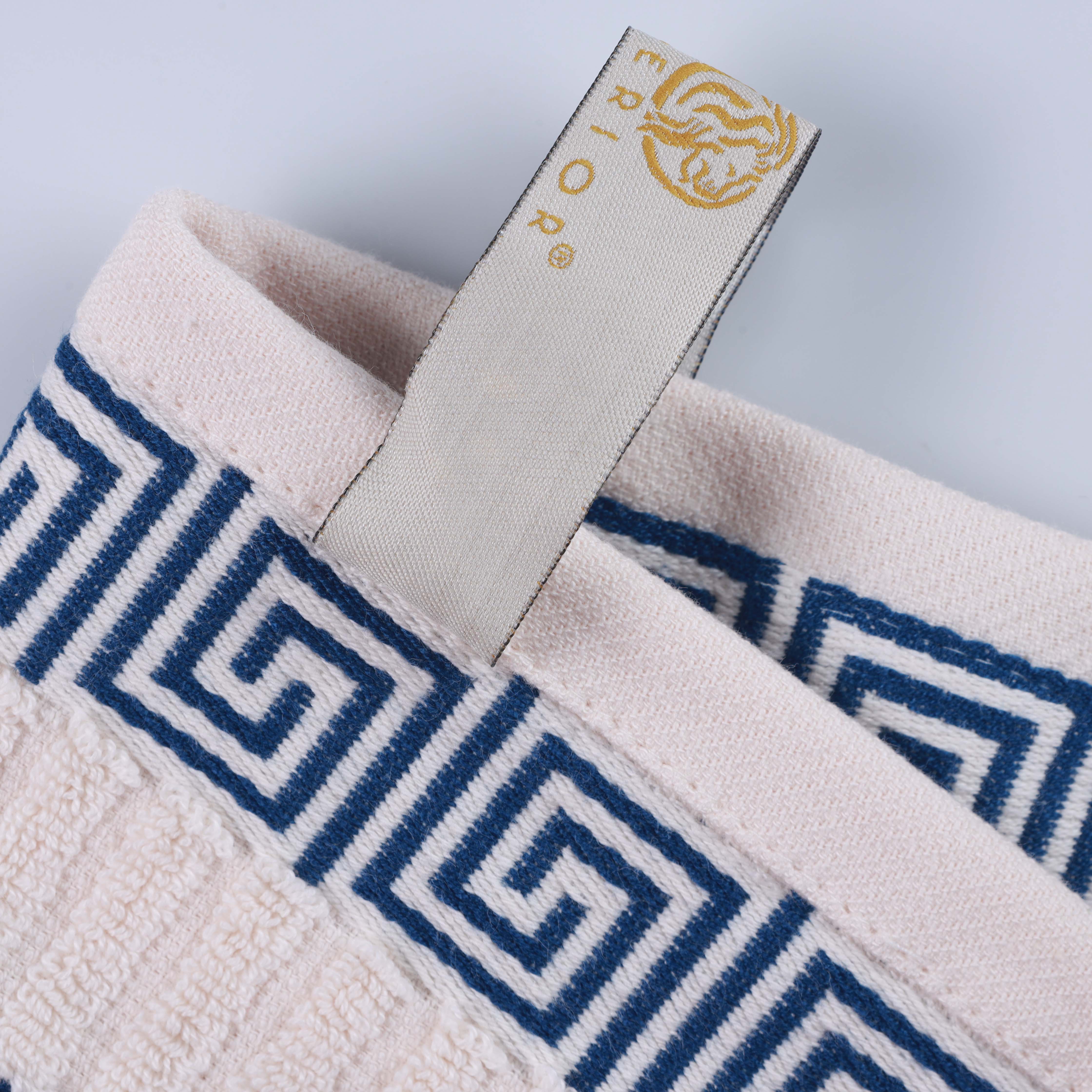 Athens Cotton Medium Weight Floral Greek Key Trim 6 Piece Towel Set - Towel Set by Superior Brand