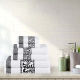 Athens Cotton Medium Weight Floral Greek Key Trim 6 Piece Towel Set - Towel Set by Superior Brand